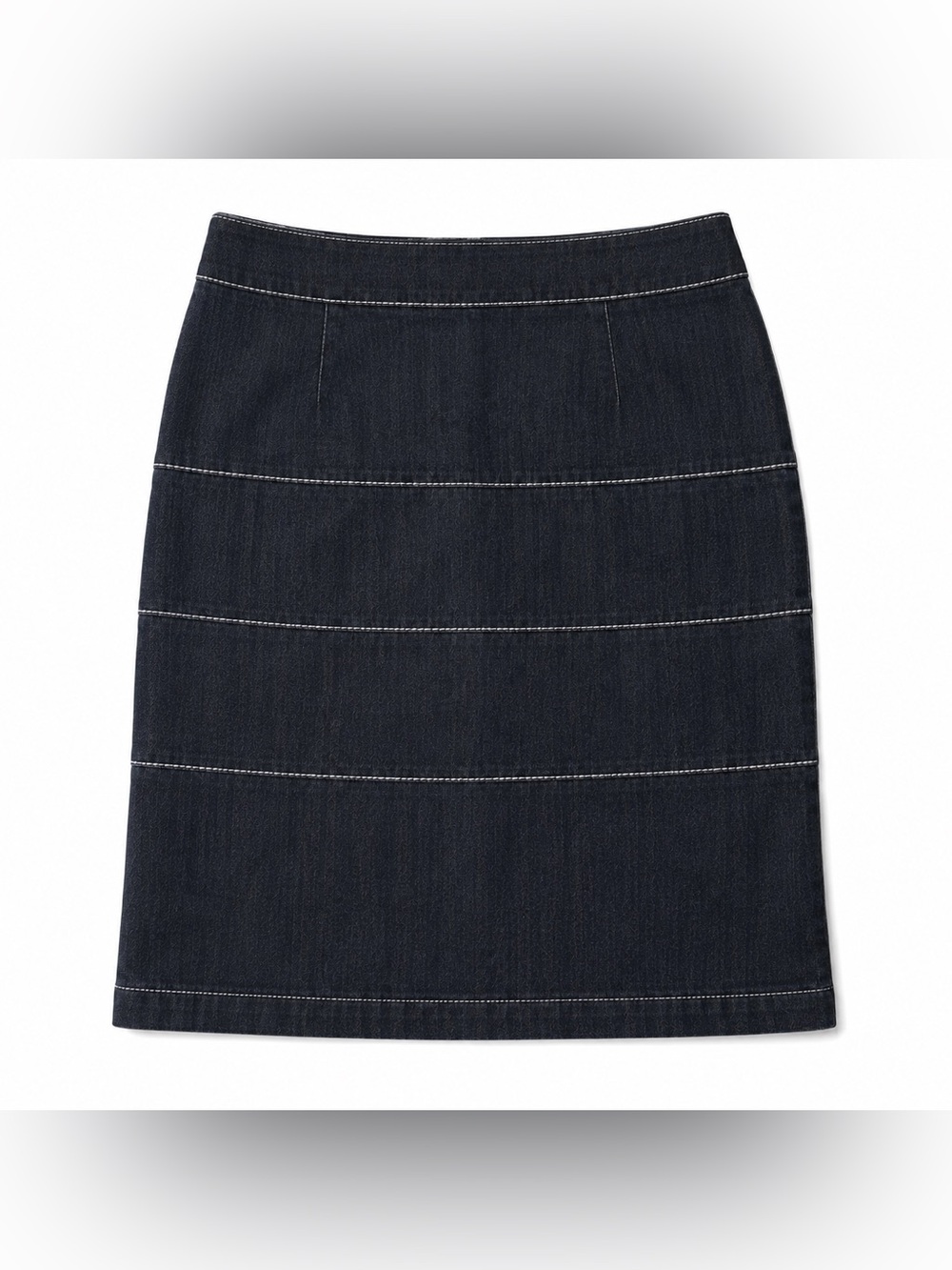 Bisou Bisou Dark Blue Denim Pencil Skirt Silver Stitch